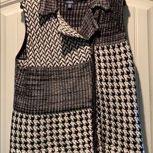 Chaps Comfy Black and White Sweater Vest Large
